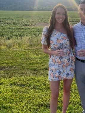 Hello Molly Light Blue Dress with Peach & Yellow Floral Print